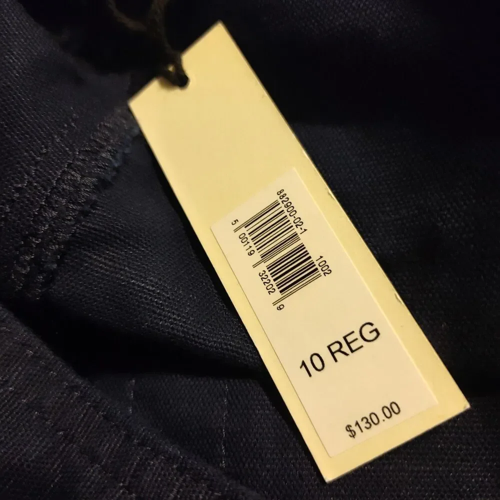 New Banana‎ Republic Size 10 Cargo Pants Navy Cotton Linen Relaxed Utility